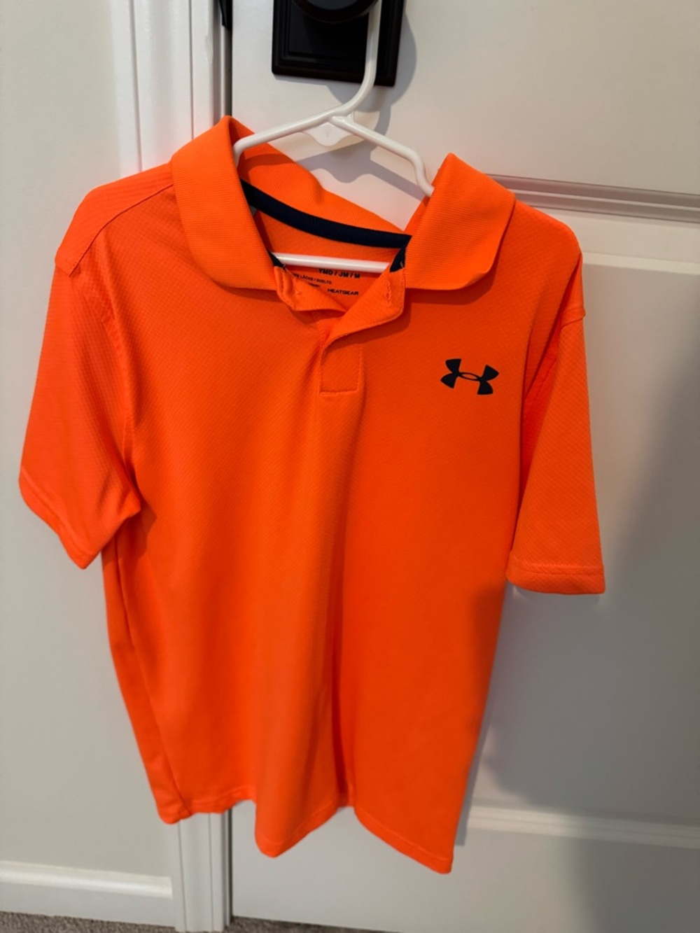 Under Armour Bright Orange Short-Sleeve Polo with Black Logo youth medium